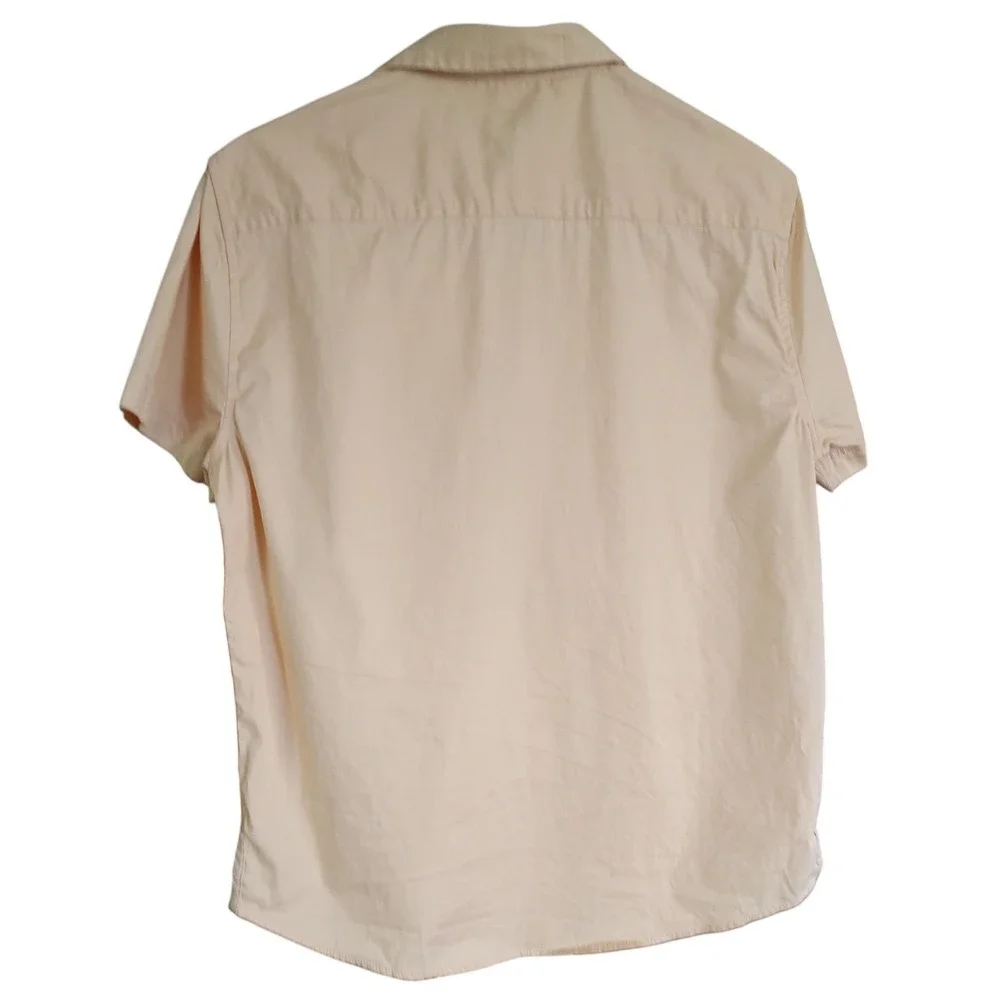 Free Planet Peach Shirt Woven Button Front Short Sleeves Cotton Mens Size Medium